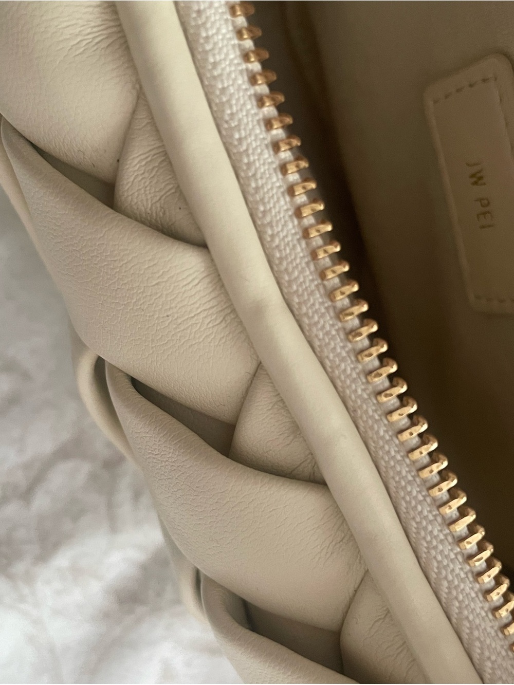 JW PEI Cream Woven Mini Hobo Bag with Tan Handle - Picture 5 of 5